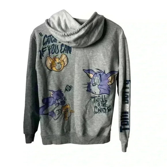 Tom and Jerry Gray Graphics Hoodie Sweatshirt | Size Small - Picture 2 of 9